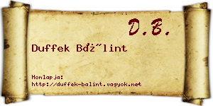 Duffek Bálint névjegykártya